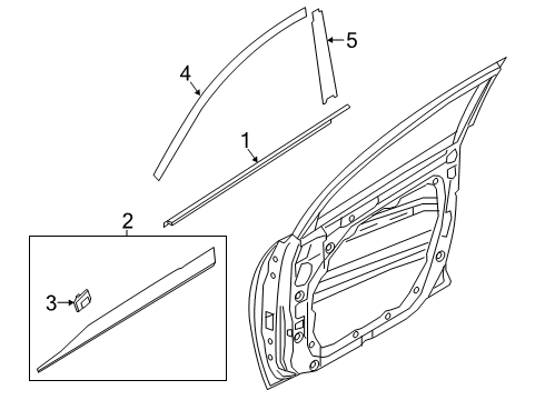 2019 Hyundai Kona Electric Exterior Trim - Front Door GARNISH Assembly-FRT Dr Side, LH Diagram for 87721-J9500-PGY