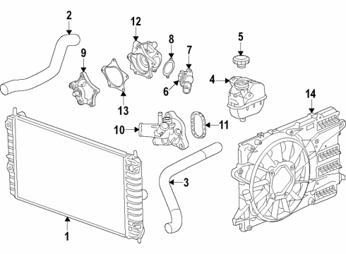 2021 Chevrolet Trax Cooling System, Radiator, Water Pump, Cooling Fan Cap Diagram for 13544913