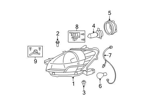 2011 Toyota Yaris Bulbs Repair Bracket Diagram for 81194-52120