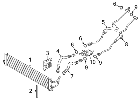 2019 BMW M5 Trans Oil Cooler Transmission Oil Cooler Line Feed Front Diagram for 17228602302