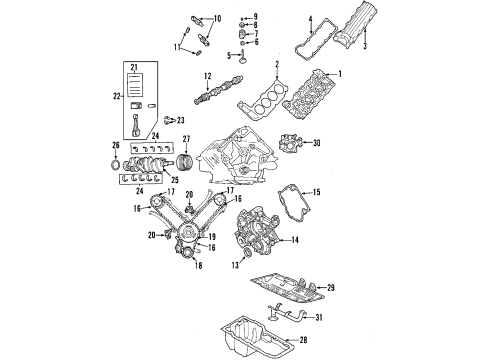 2007 Dodge Durango Engine Parts, Mounts, Cylinder Head & Valves, Camshaft & Timing, Oil Pan, Oil Pump, Balance Shafts, Crankshaft & Bearings, Pistons, Rings & Bearings INSULATOR-Engine Mount Diagram for 52021632AA