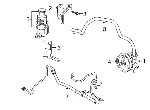 2008 Chrysler PT Cruiser P/S Pump & Hoses Line-Power Steering Pressure Diagram for 5273585AC