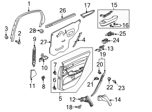 2010 Acura TL Rear Door Bracket, Driver Side Grip Diagram for 83765-TK4-A01