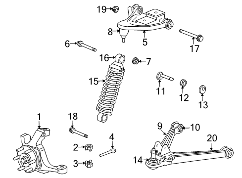 2016 Dodge Viper Front Suspension Components, Lower Control Arm, Upper Control Arm, Stabilizer Bar Bolt-Suspension Upper Arm Diagram for 6502046