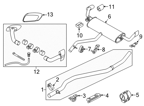 2012 BMW X6 Exhaust Components, Exhaust Manifold Tailpipe Trim, Chrome Diagram for 18302154632