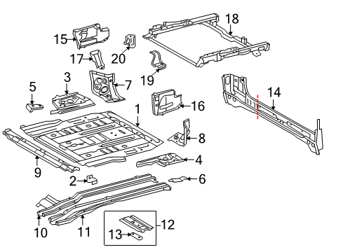 2012 Toyota 4Runner Rear Floor & Rails Reinforcement, Belt Diagram for 57882-60040