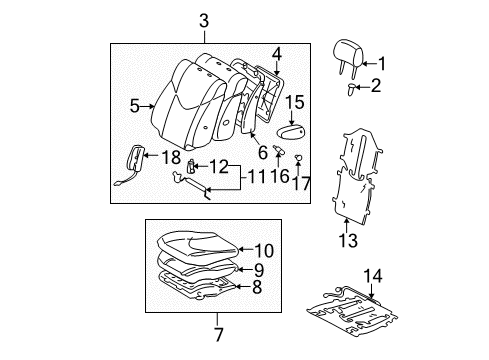 2000 Lexus RX300 Front Seat Components Front Seat Back Cover, Left (For Separate Type) Diagram for 71074-48070-A2