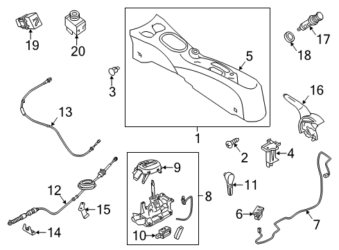 2014 Nissan Versa Note Gear Shift Control - AT Bracket-Cable Mounting Diagram for 34939-1HB0A