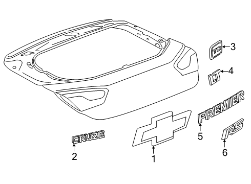 2019 Chevrolet Cruze Exterior Trim - Lift Gate Emblem Diagram for 39087618