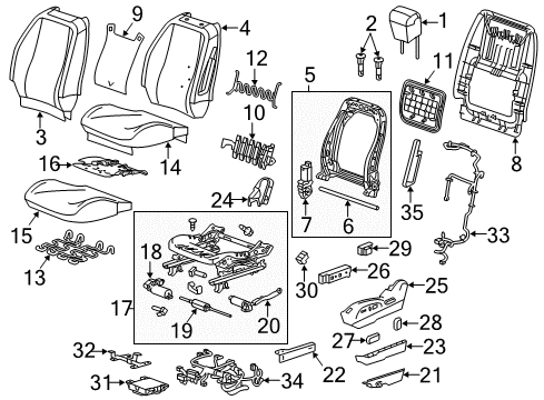 2015 GMC Terrain Driver Seat Components Seat Back Cover Diagram for 23167261