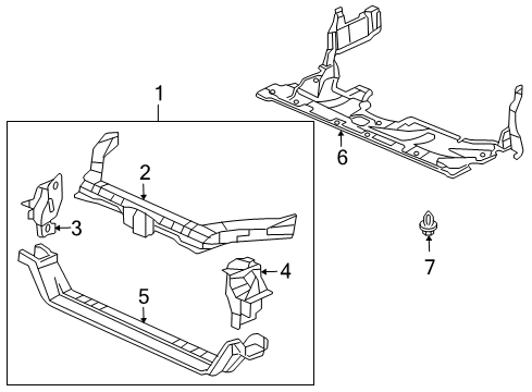 2003 Honda Accord Radiator Support, Splash Shields Stay Set, Right Front Bulkhead Side Diagram for 04601-SDA-A00ZZ