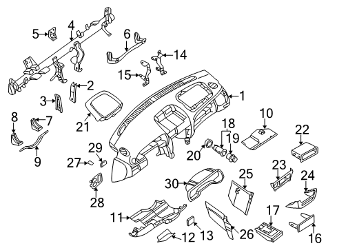 2000 Nissan Sentra Instrument Panel Ring-Cigarette Lighter Diagram for 25339-9B910