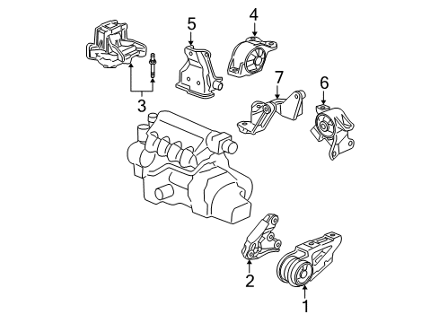 2008 Honda Fit Engine & Trans Mounting Bracket, L. FR. Stopper (MT) Diagram for 50845-SLN-000