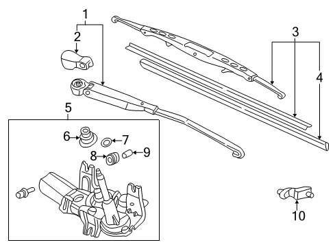 1996 Honda Civic Wiper & Washer Components Arm, Rear Wiper Diagram for 76720-S03-G01