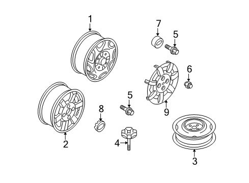 2002 Kia Rio Wheels, Covers & Trim Bolt-Hub Diagram for 0K30E37165