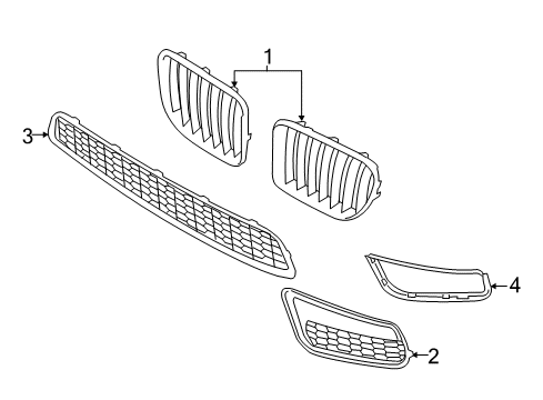 2015 BMW X1 Front Bumper - Grille & Components Grid Lateral Left Diagram for 51118038061