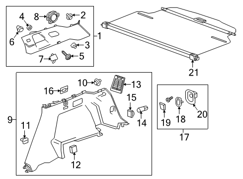 2017 Cadillac XT5 Interior Trim - Quarter Panels Interior Lamp Diagram for 13514047