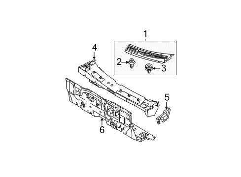 2002 Kia Sedona Cowl Panel Assembly-Dash, Lower Diagram for 0K52Y53400A