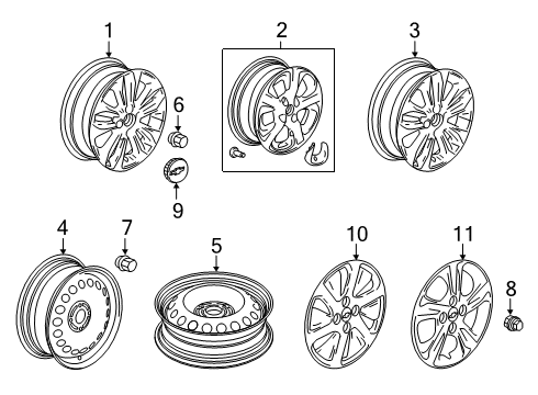 2020 Chevrolet Spark Wheels, Covers & Trim Wheel Nut Diagram for 11548853