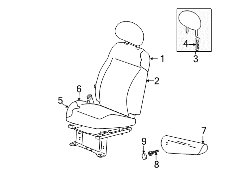 2005 Chrysler PT Cruiser Front Seat Components Seat Cushion Foam Diagram for 5086527AA