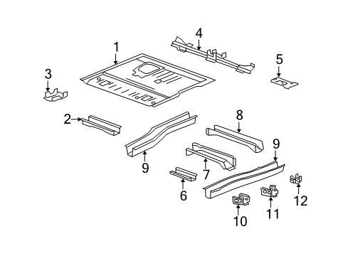 2010 Saturn Outlook Pillars, Rocker & Floor - Floor & Rails Outer Brace Diagram for 25861796