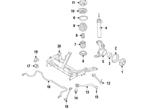 2007 BMW 328xi Front Suspension Components, Lower Control Arm, Stabilizer Bar Stabilizer Front With Rubber Mounting Diagram for 31356790142