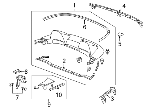 2008 Honda S2000 Exterior Trim - Rear Body Cap, R. Weatherstrip Center Pillar (Outer) Diagram for 72313-S2A-003