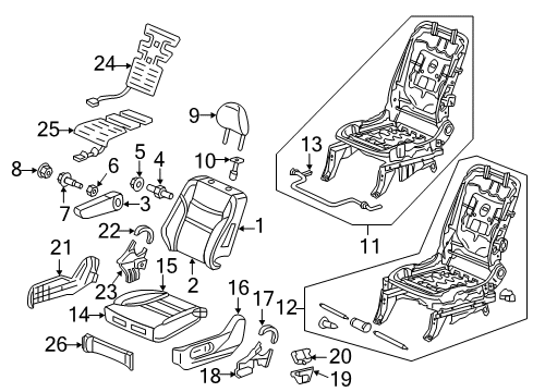 2013 Honda Odyssey Heated Seats Knob, R. FR. Seat Reclining *NH686L* (QP LIGHT WARM GRAY) Diagram for 81231-TA0-A01ZB
