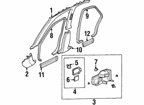 1998 Acura TL Interior Trim - Pillars, Rocker & Floor Lock, Lid (Medium Taupe) Diagram for 83113-SV4-003ZP