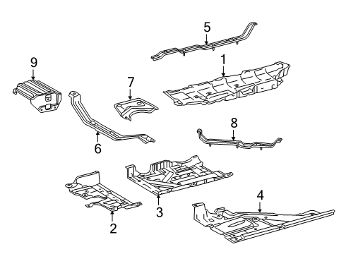 2019 Lexus RX450hL Heat Shields OUTRIGGER Sub-Assembly Diagram for 57304-48010