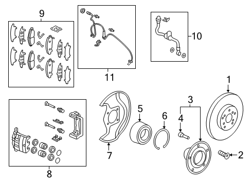 2020 Honda Passport Front Brakes Front Caliper Sub-Assembly Diagram for 45018-TGS-A00