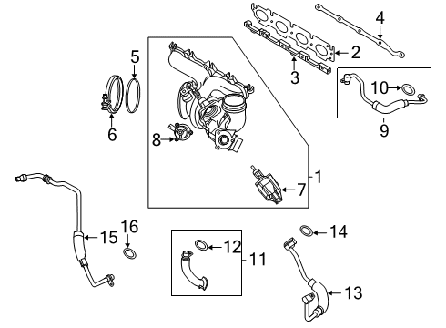 2020 Mini Cooper Countryman Exhaust Manifold EXCHANGE TURBOCHARGER WITH E Diagram for 11658662074