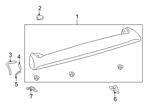 2003 Lexus LX470 Rear Spoiler Spoiler Protector Diagram for 76872-60010