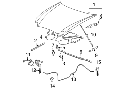 2005 Buick LaCrosse Hood & Components Hinge Diagram for 25864607