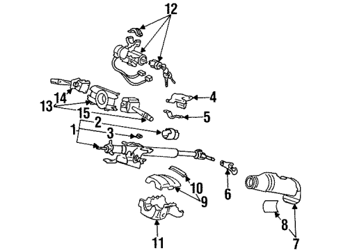1996 Honda Civic del Sol Switches Lock Assy., Steering Diagram for 35100-SR2-A11