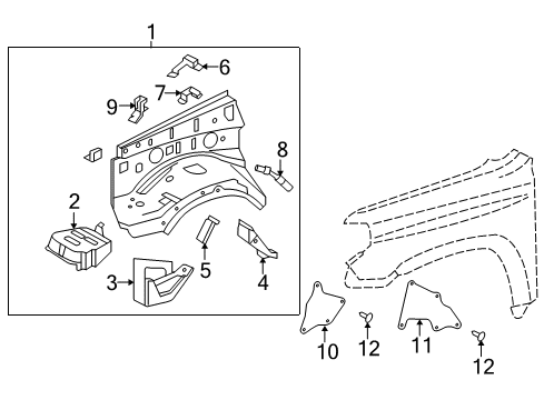 2015 Toyota 4Runner Inner Components - Fender Seal, Front Fender Apron Diagram for 53735-35150