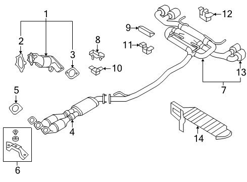 2012 Nissan GT-R Exhaust Components DIFFUSER Assembly Exhaust Diagram for 20080-KB50A