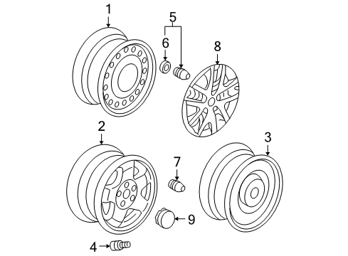2005 Honda Odyssey Wheels, Covers & Trim Cap Assembly, Aluminum Wheel Center Diagram for 44732-SHJ-A90