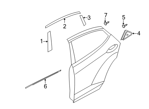 2011 Hyundai Elantra Exterior Trim - Rear Door Moulding Assembly-Rear Door Delta, RH Diagram for 83840-3X000