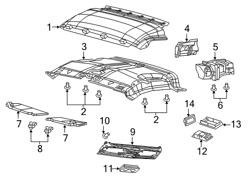 2019 Ram ProMaster City Interior Trim - Roof Bracket-Roof Diagram for 68391233AA