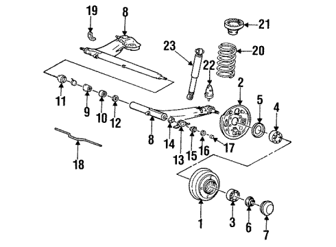 1993 Hyundai Scoupe Rear Suspension Components, Lower Control Arm, Stabilizer Bar Spring-Rear Diagram for 55350-23100