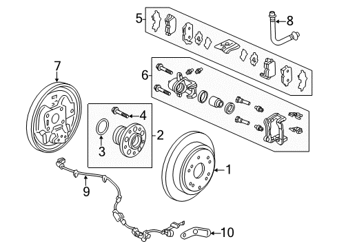 2006 Honda Odyssey Anti-Lock Brakes Sensor Assembly, Right Rear Diagram for 57470-SHJ-A02