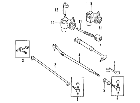 1987 Jeep Wrangler Steering Column, Steering Wheel & Trim, Steering Gear & Linkage End Diagram for 52002540
