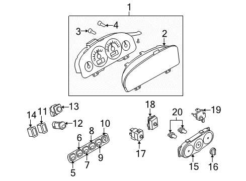 2006 Mercury Mariner Switches Cluster Assembly Diagram for 5M6Z-10849-AB