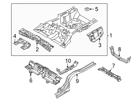 2007 Kia Amanti Rear Body - Floor & Rails Crossmember Assembly-Rear Diagram for 656303F700