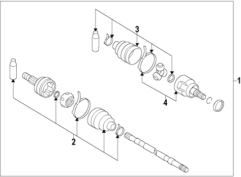 2018 Nissan Rogue Front Axle Shafts & Joints, Drive Axles Repair Kit - Dust Boot, Inner Diagram for C9241-4BC0H