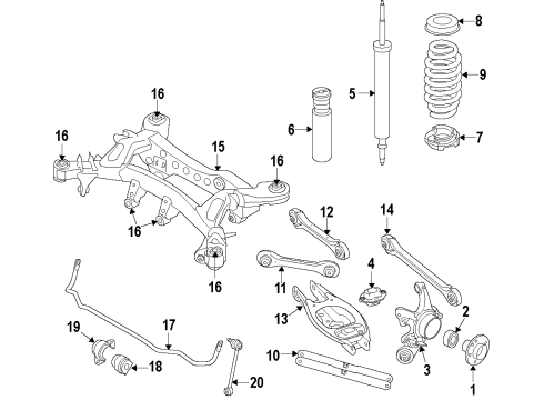 2015 BMW 328i xDrive Rear Suspension Components, Lower Control Arm, Upper Control Arm, Stabilizer Bar Rear Shock Absorber Diagram for 37126793911