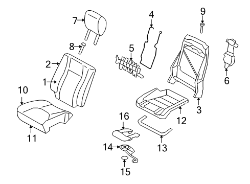 2009 Lincoln Navigator Front Seat Components Seat Cushion Pad Diagram for 9L7Z-78632A23-C