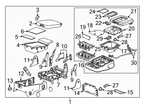 2015 Chevrolet Silverado 1500 Front Seat Components Rear Cover Insert Diagram for 23222437