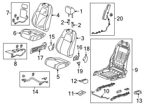 2018 Honda CR-V Passenger Seat Components Pad, R. FR. Seat-Back Diagram for 81127-TLA-A01